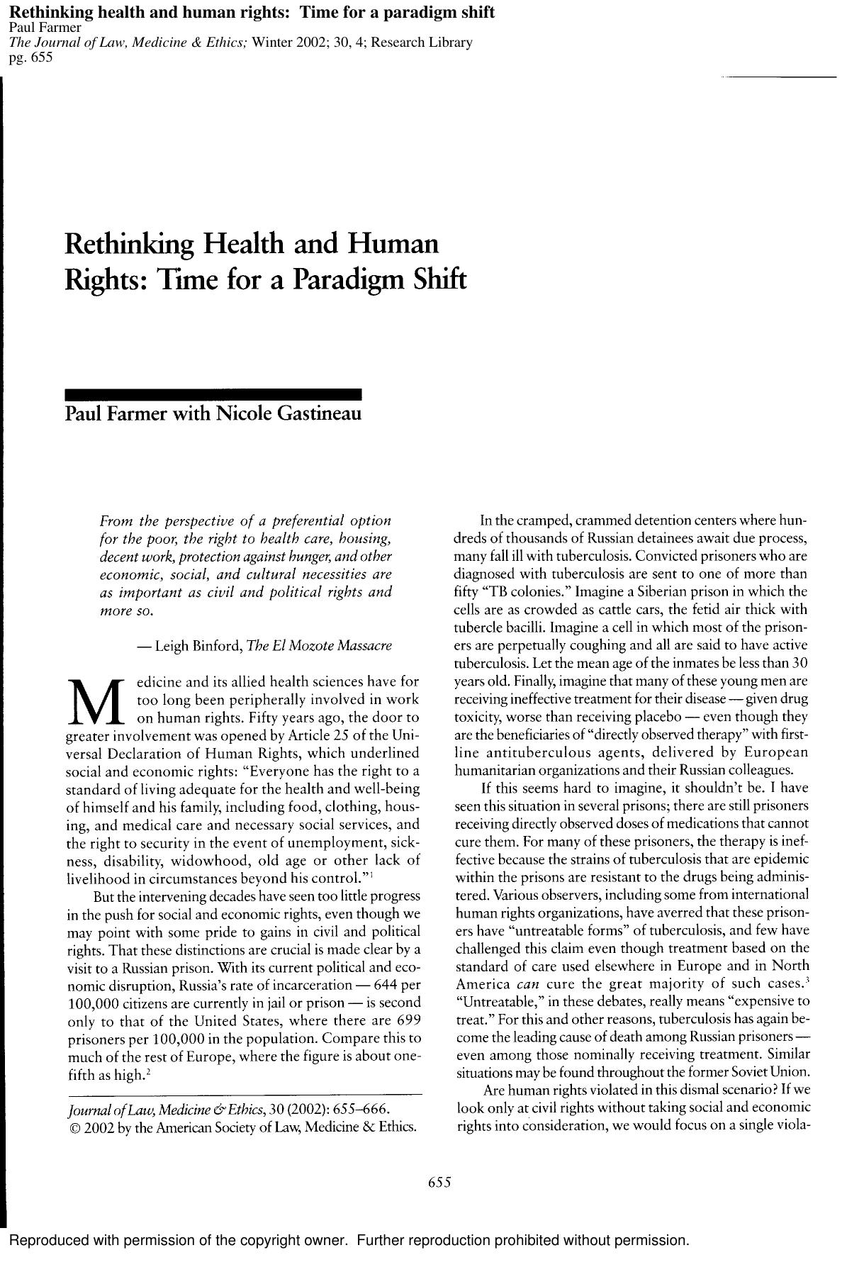 Rethinking Health and Human Rights